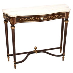 Antique French Marble Top Walnut Console Table