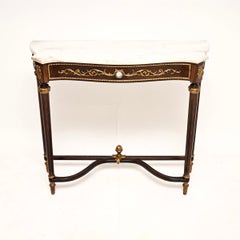 Antique French Marble Top Walnut Console Table