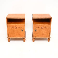 Pair of Swedish Art Deco Bedside Cabinets in Satin Birch