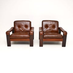 Pair of Vintage Danish Leather Armchairs