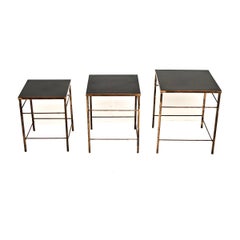 Dreiteiliges Tischset aus massivem Messing im Vintage-Stil