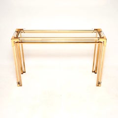 Vintage Italian Lucite and Brass Console Table