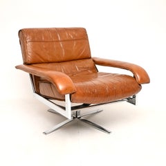 Fauteuil pivotant vintage en cuir et chrome de la marque Pieff