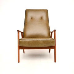 Fauteuil suédois vintage en noyer et cuir, signé Inge Andersson