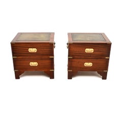 Pair of Antique Military Campaign Style Bedside Chests