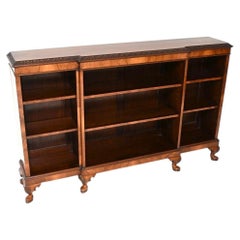 Antique Walnut Breakfront Open Bookcase