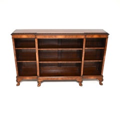 Antique Walnut Breakfront Open Bookcase