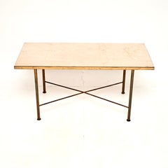 Vintage Französisch Messing und Marmor Couchtisch