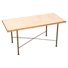 Vintage Französisch Messing und Marmor Couchtisch