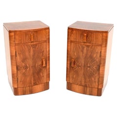 Pair of Art Deco Walnut Bedside Cabinets