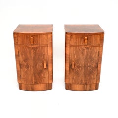 Pair of Art Deco Walnut Bedside Cabinets