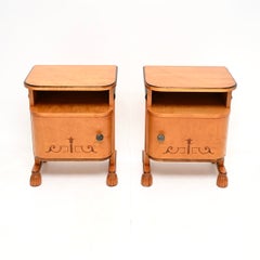 Pair of Swedish Art Deco Bedside Cabinets in Satin Birch