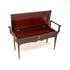 Taburete o banco de piano victoriano antiguo para dúo, de James Shoolbred