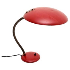 Vintage French Enamelled Tole and Brass Desk Lamp