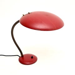 Vintage French Enamelled Tole and Brass Desk Lamp