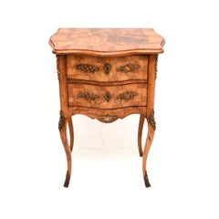 Antique French Burr Walnut Chest of Drawers / Side Table