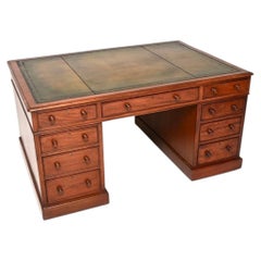 Antique Victorian Leather Top Partners Desk