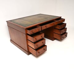 Antique Victorian Leather Top Partners Desk