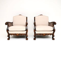 Paire d'anciens fauteuils Bergère en bouleau satiné suédois