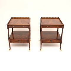 Pair of Antique Georgian Style Burr Elm Side Tables