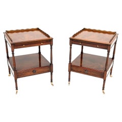 Pair of Antique Georgian Style Burr Elm Side Tables