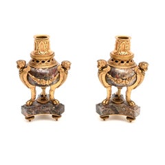Pair of Antique French Marble and Gilt Bronze Cassolettes