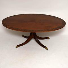 Antique Inlaid Mahogany and Rosewood Oval Dining Table