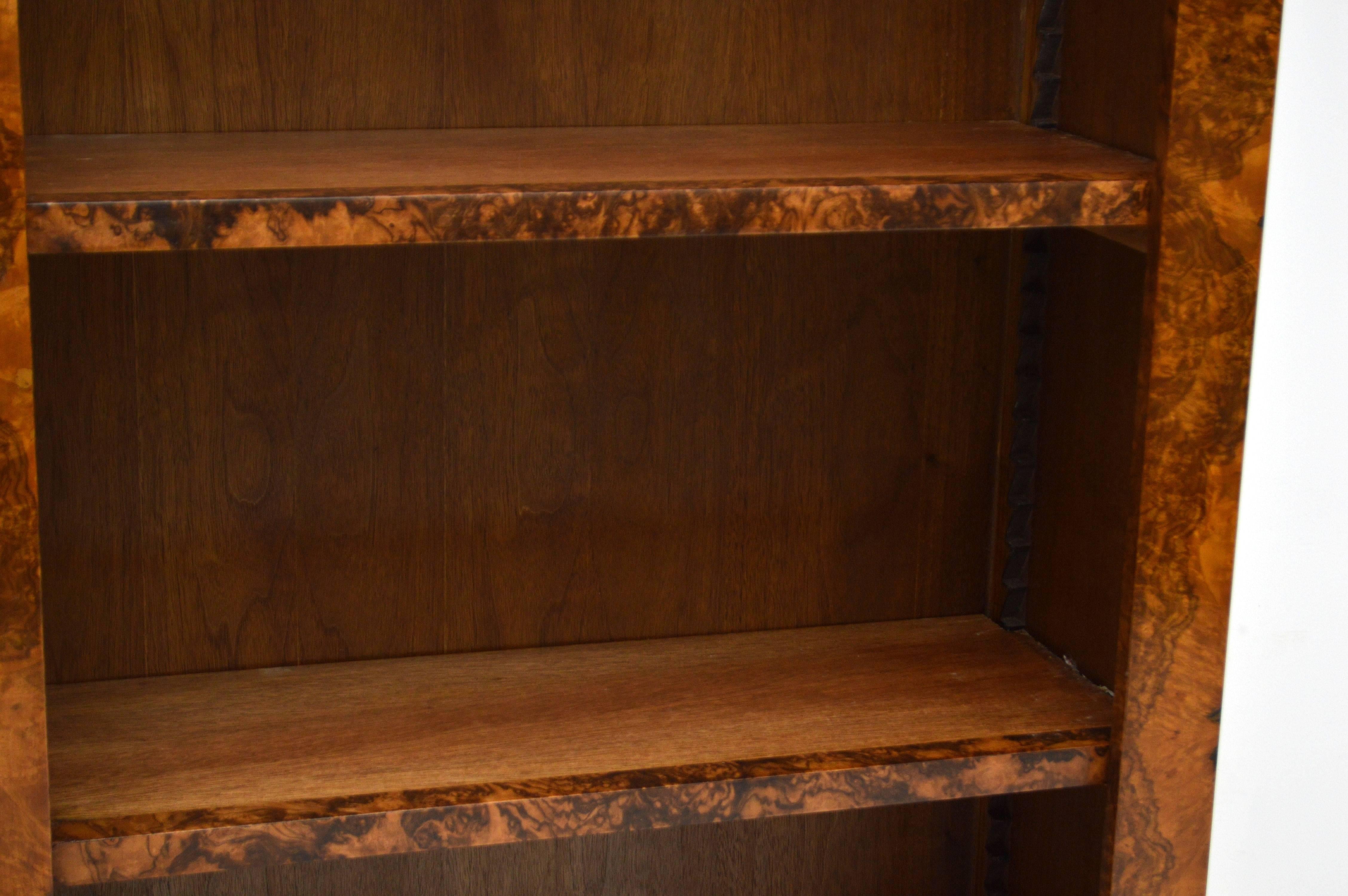 20th Century Bespoke Antique Burr Walnut Open Bookcase