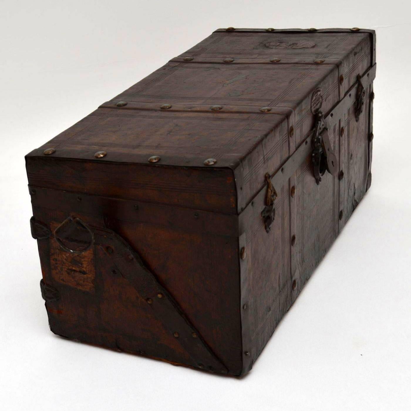 Antique Brazilian Leather Travelling Trunk 4