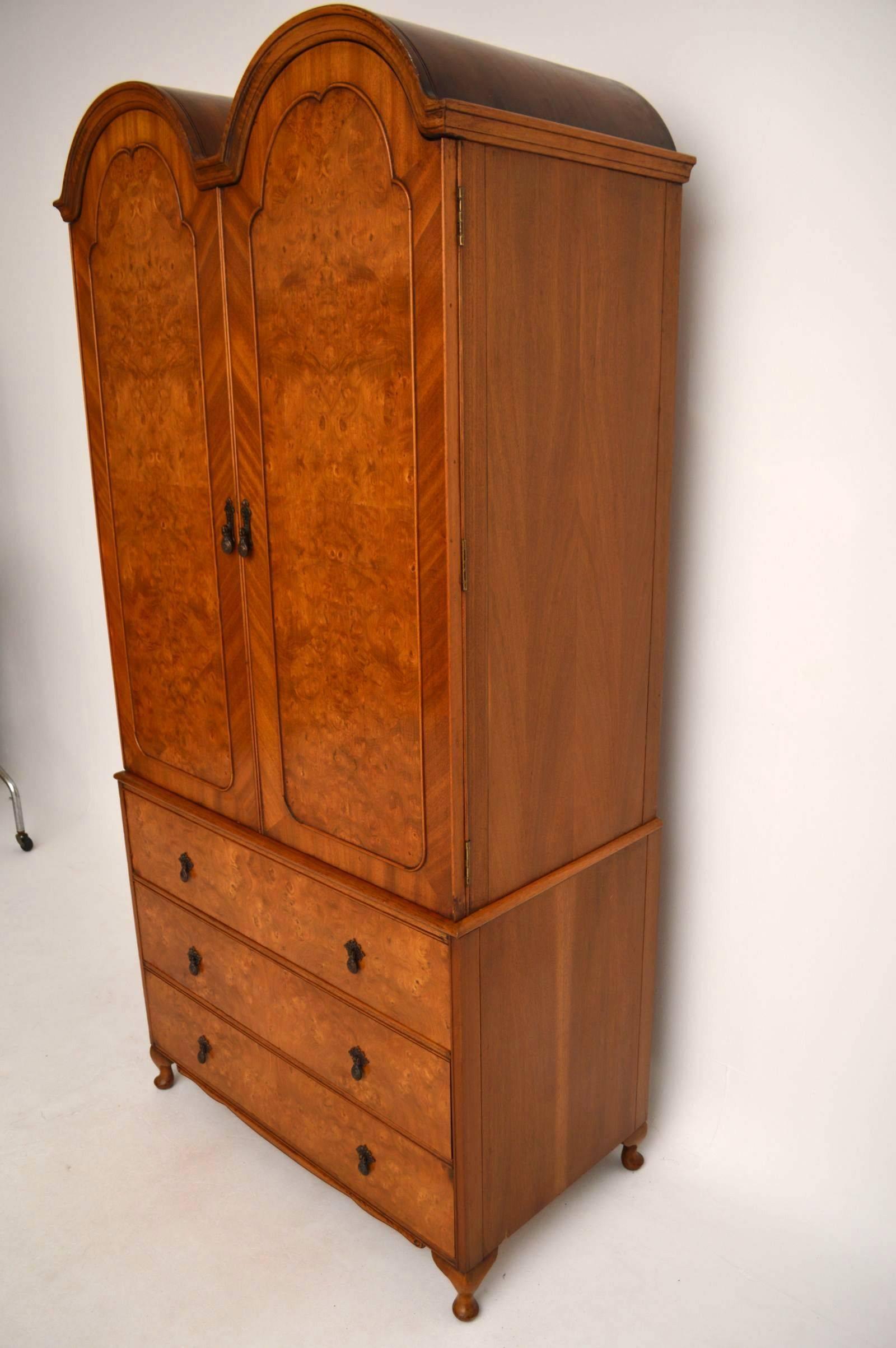 Antique Double Domed Burr Walnut Wardrobe 4