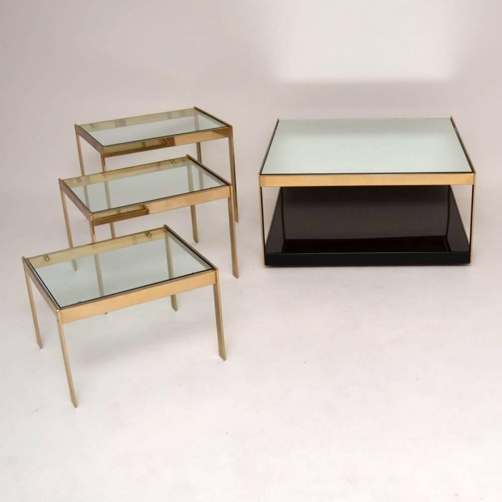 Late 20th Century Rare Merrow Associates Retro Coffee Table, Brass and Formica, Vintage 1970s