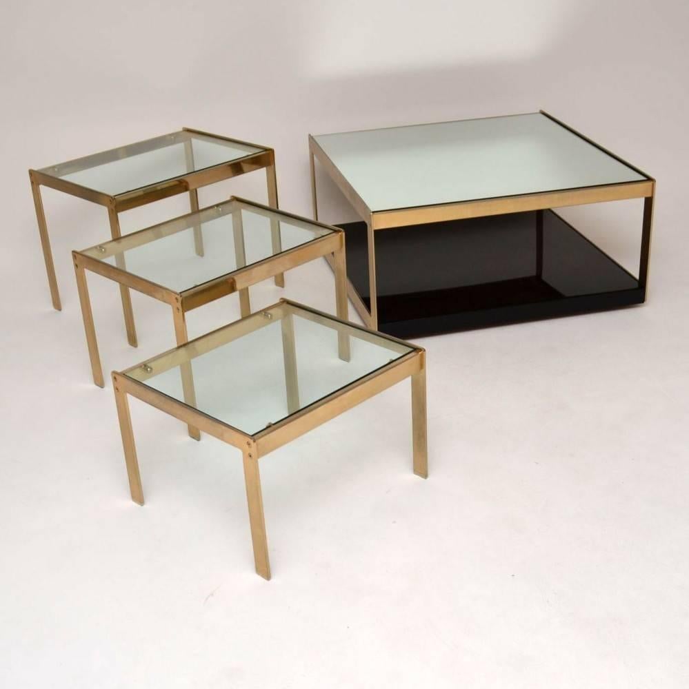 Rare Merrow Associates Retro Coffee Table, Brass and Formica, Vintage 1970s 1