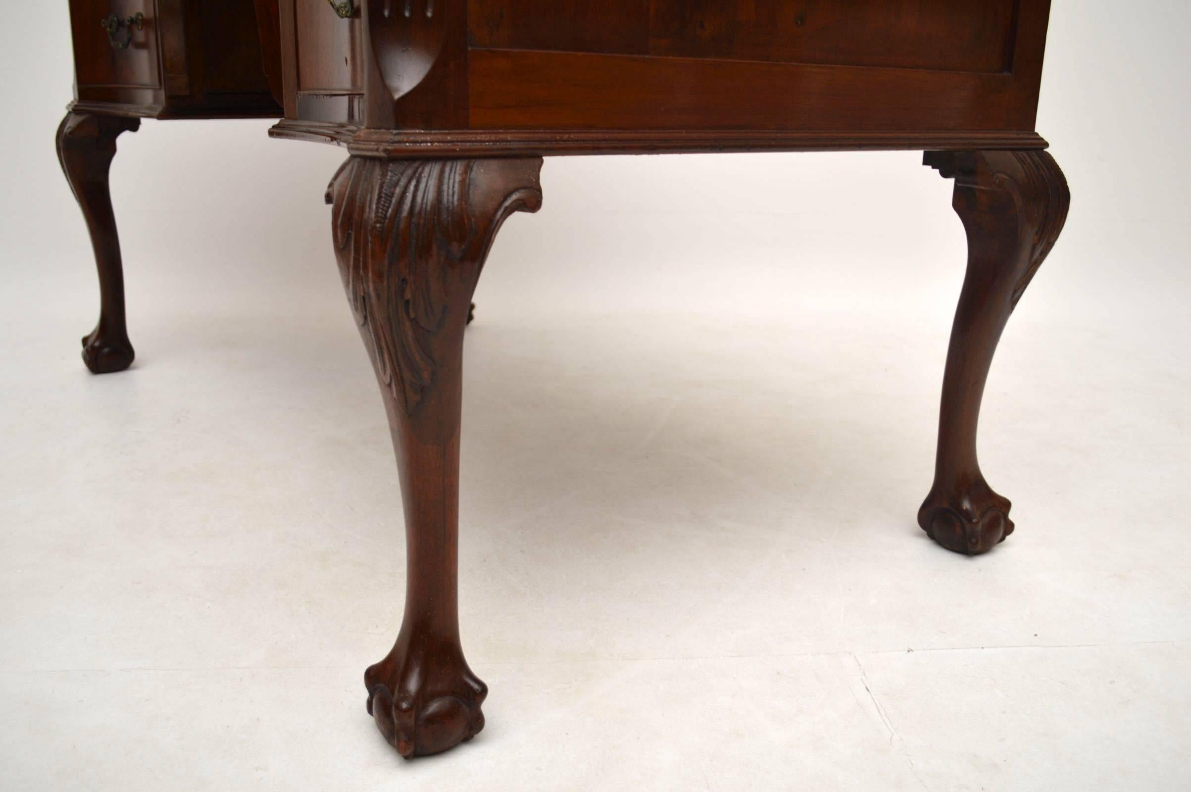 Late 19th Century Antique Carved Mahogany Leather Top Desk