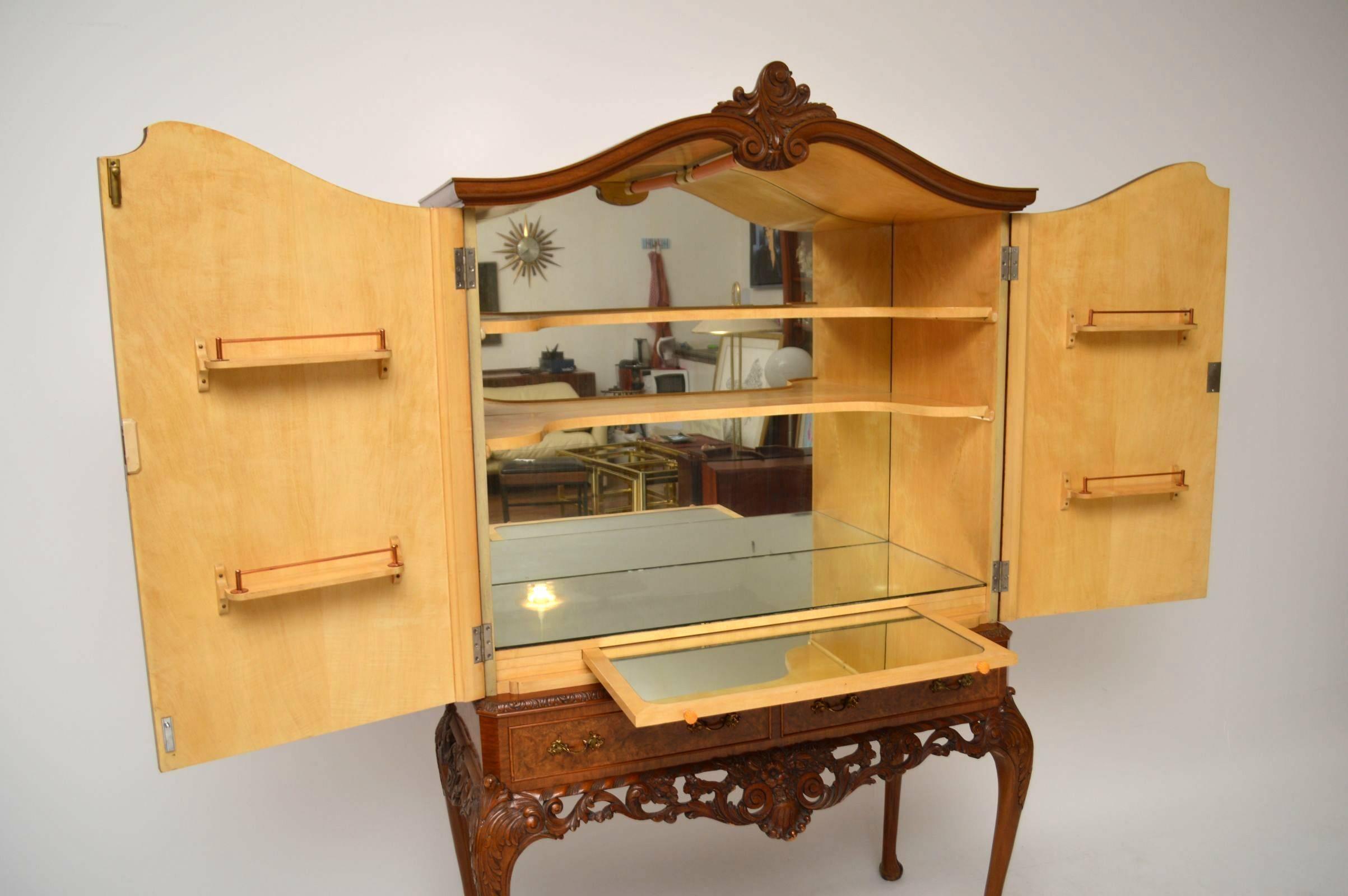 Antique Burr Walnut Cocktail Cabinet 2