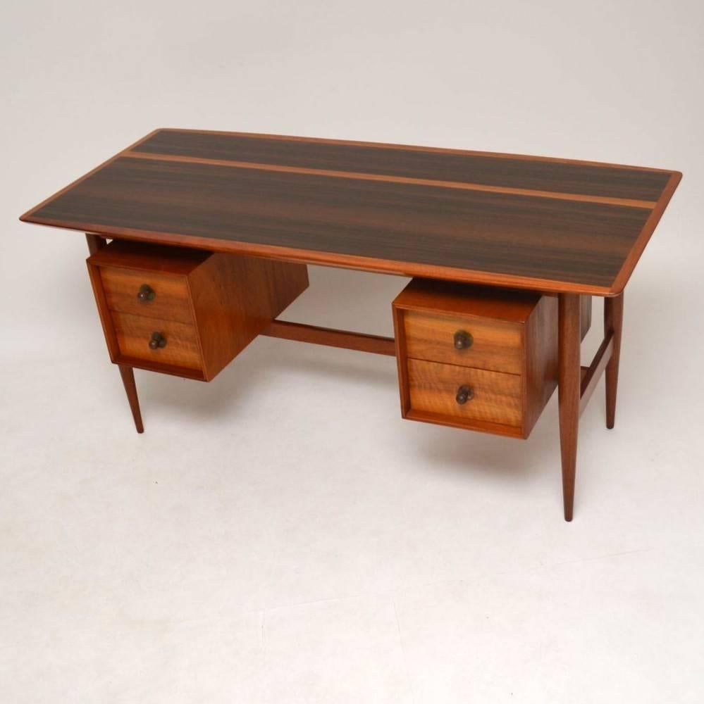 Mid-20th Century Retro Walnut Free Standing Desk Vintage, 1950s