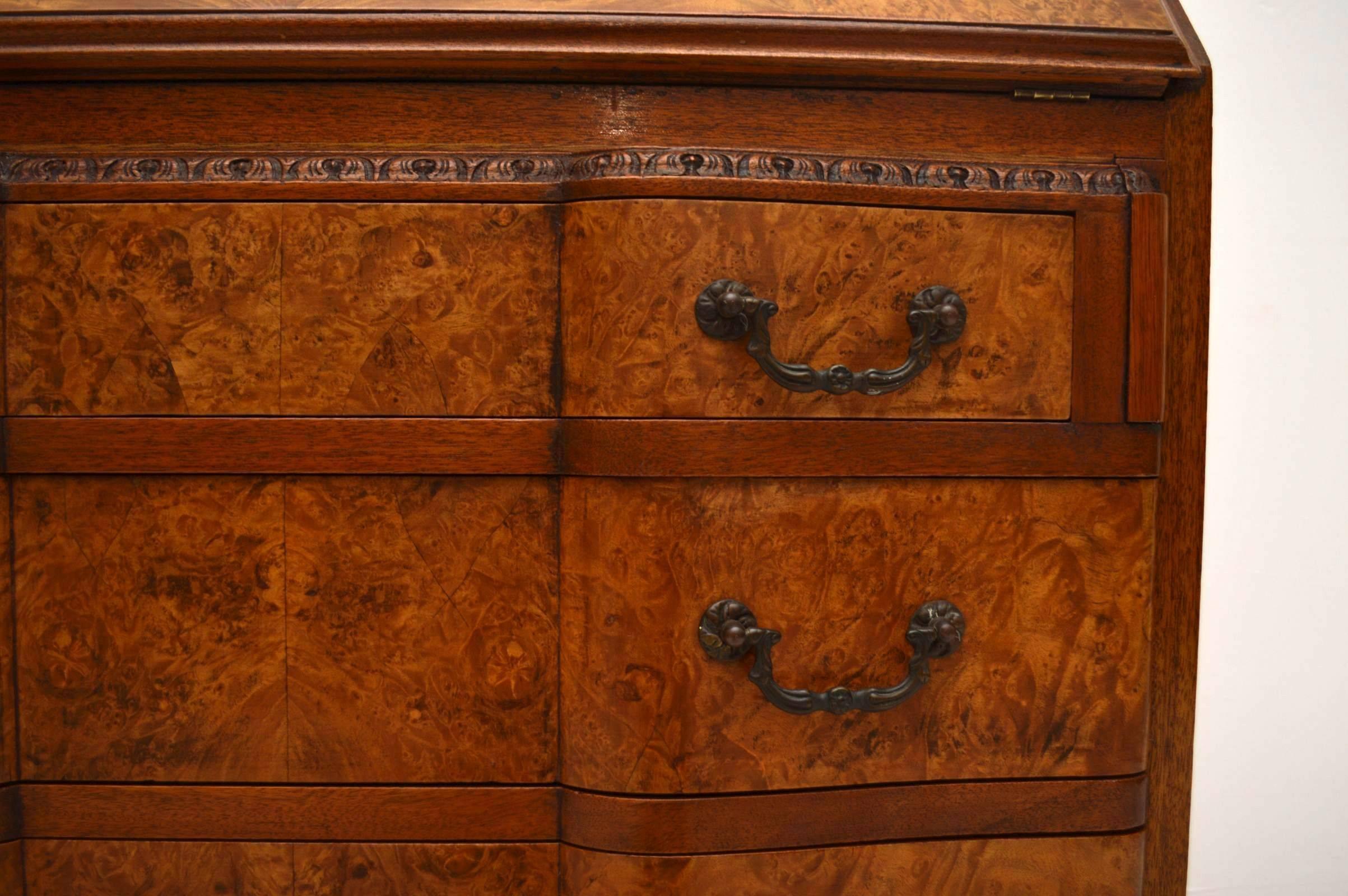 Antique Burr Walnut Writing Bureau Desk 2