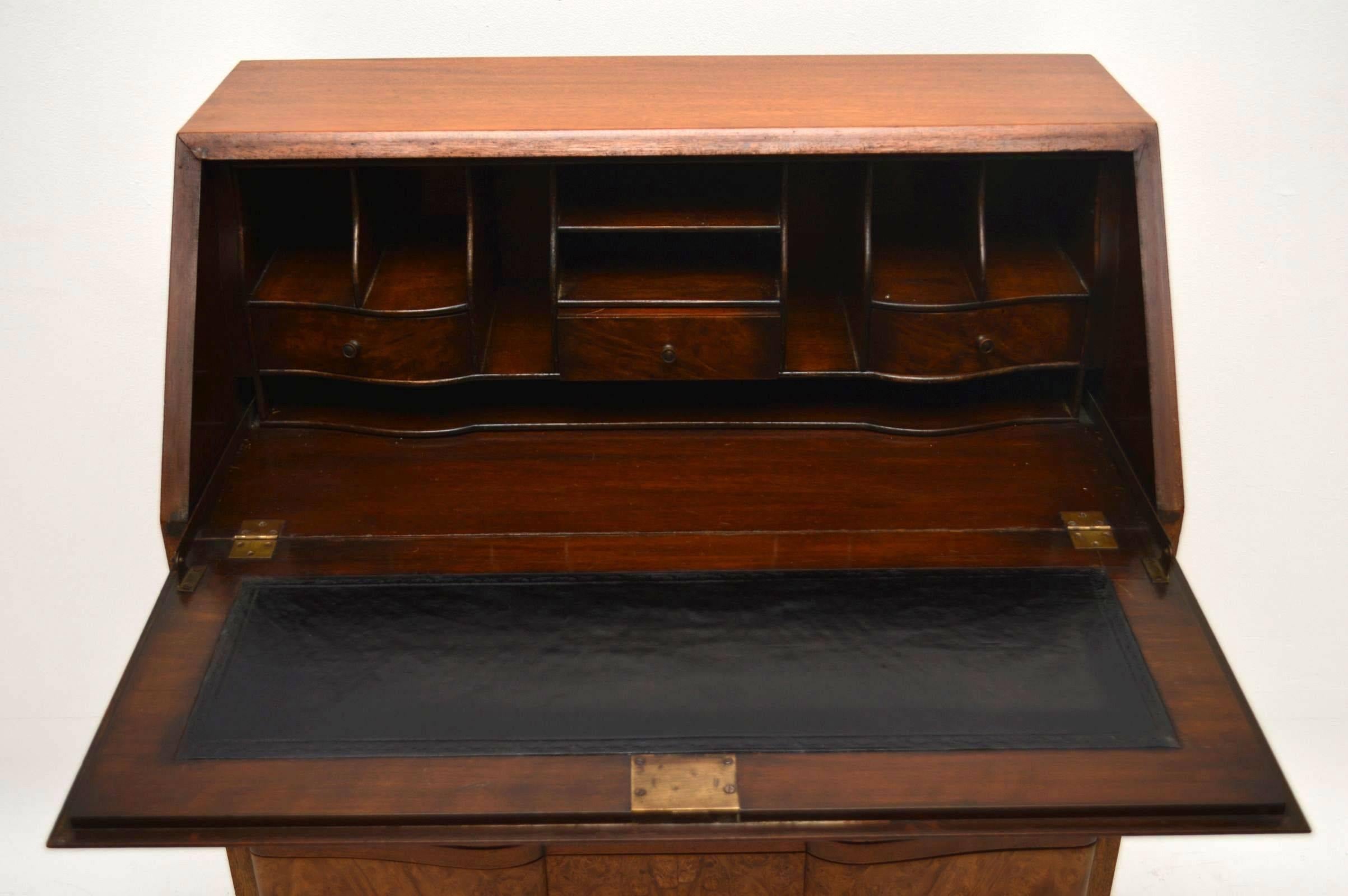 Antique Burr Walnut Writing Bureau Desk 4