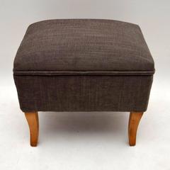 Antique Upholstered Satinwood Stool or Storage Box
