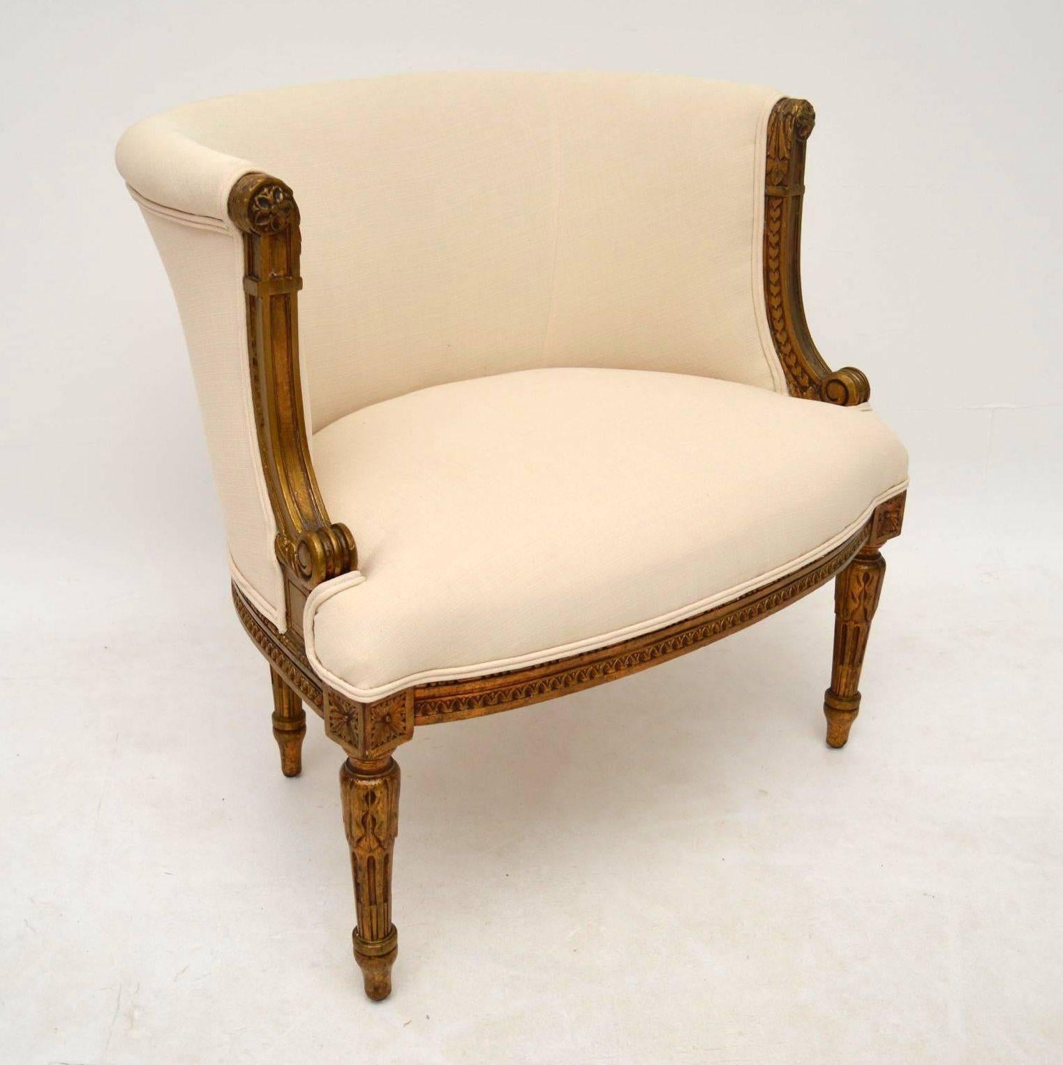 Antique 19th Century French Giltwood Armchair In Excellent Condition In London, GB