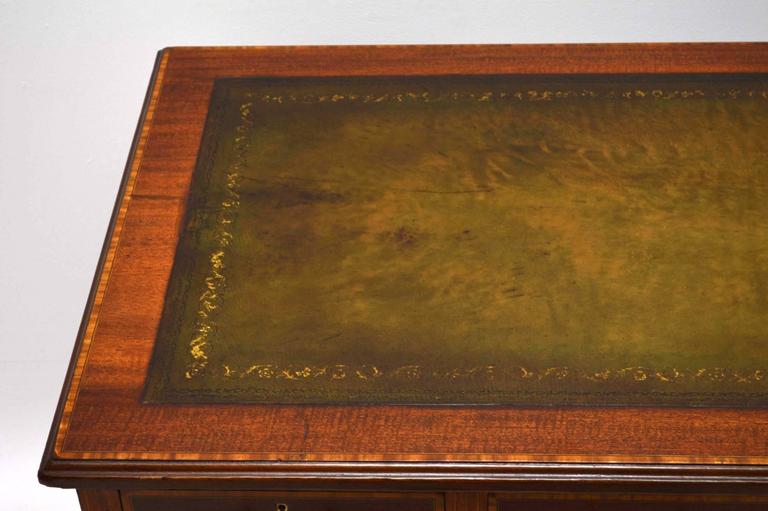Antique Satinwood Inlaid Mahogany Leather Top Desk At 1stdibs English Antique Satinwood Inlaid Mahogany Leather Top Desk For Sale - Antique Satinwood Inlaid Mahogany Leather Top Desk At 1stdibs