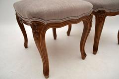 Pair of Antique French Walnut Upholstered Stools
