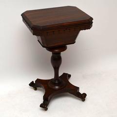 Antique William IV Rosewood Sewing Box Table