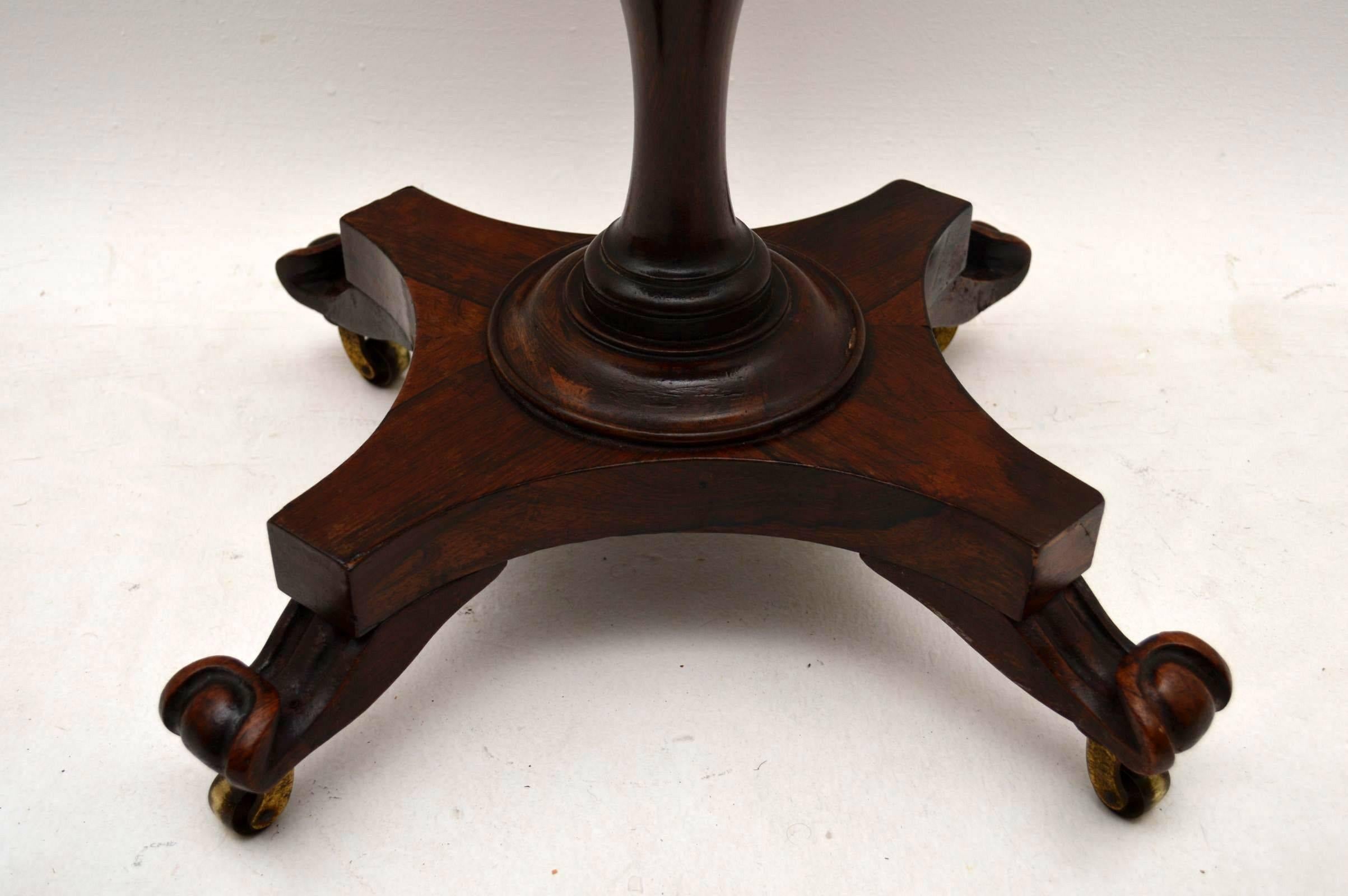 English Antique William IV Rosewood Sewing Box Table