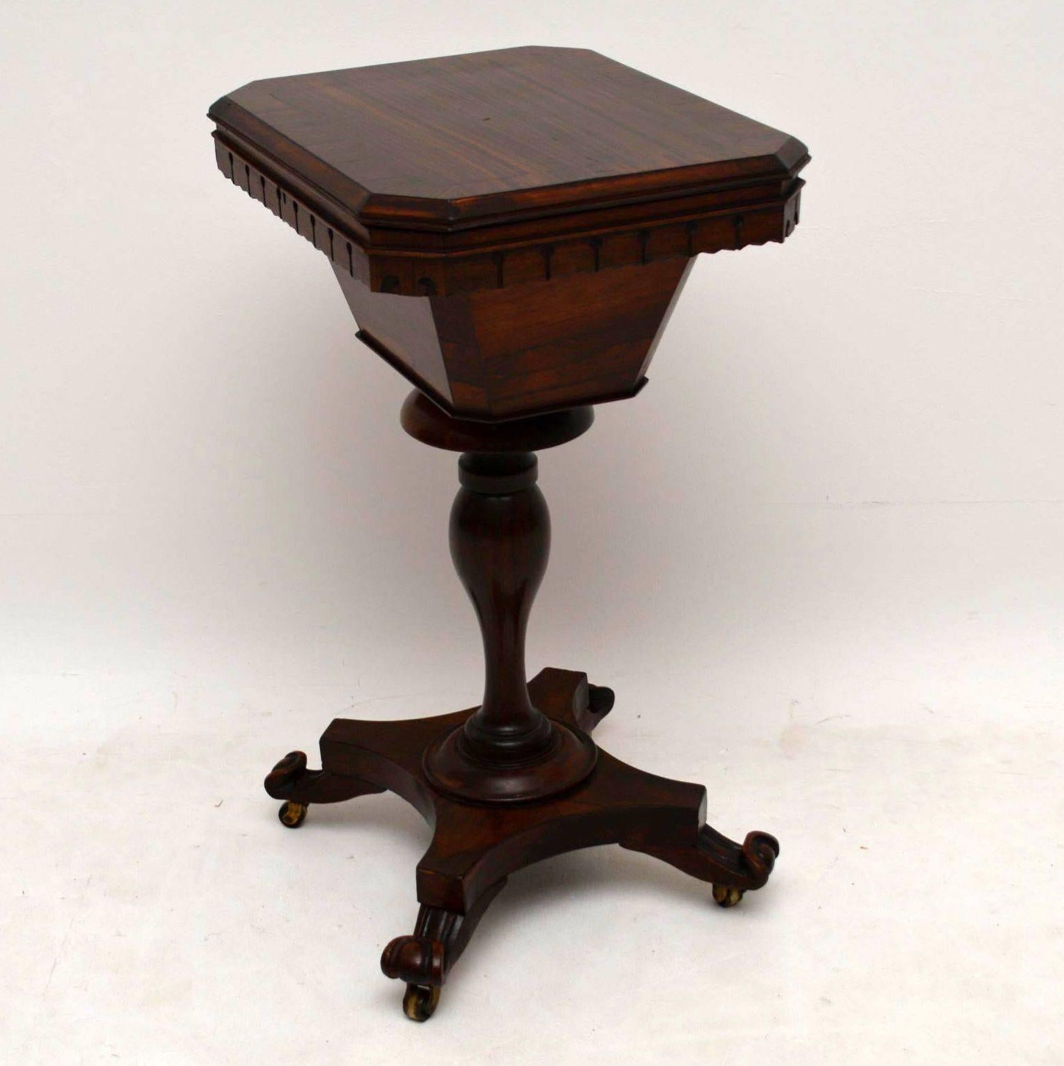 Antique William IV Rosewood Sewing Box Table 3