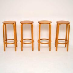 Set of Four Retro Bentwood Bar Stools Vintage, 1960s