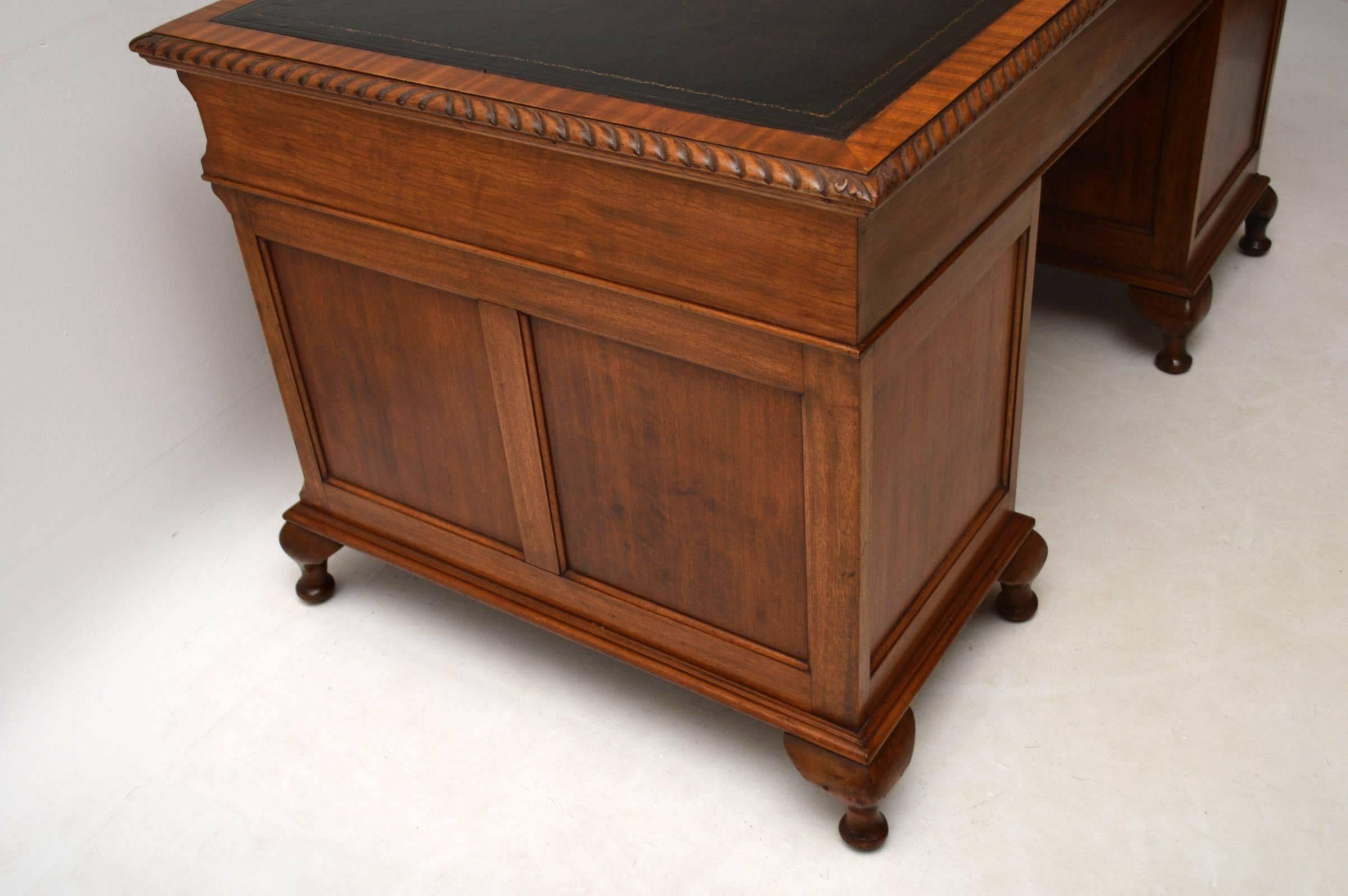 Large Antique Mahogany Leather Top Pedestal Desk 1
