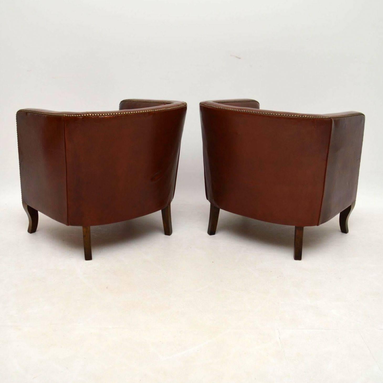 Pair of Antique Swedish Leather Armchairs 6
