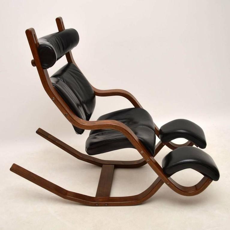 Leather and Bentwood Gravity Balans Armchair by Peter Opsvik for Stokke at  1stDibs