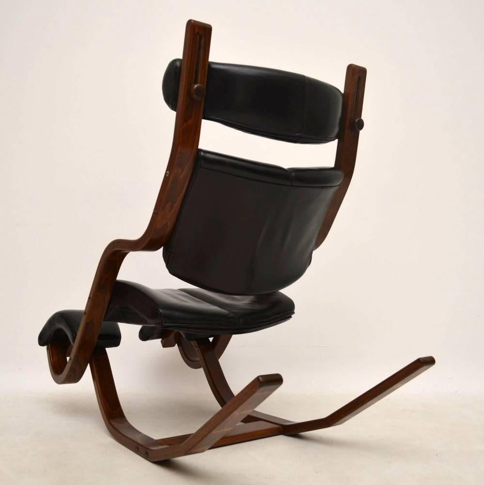 Norwegian Leather and Bentwood Gravity Balans Armchair by Peter Opsvik for Stokke