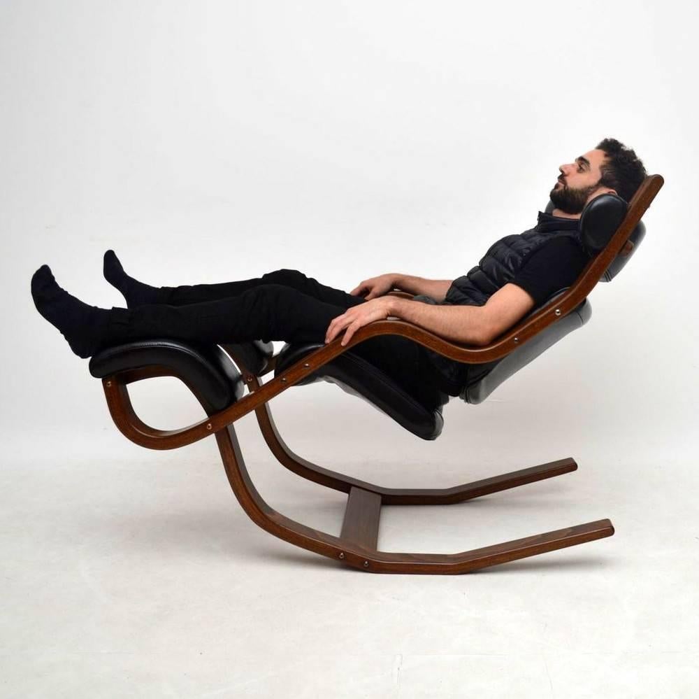 Late 20th Century Leather and Bentwood Gravity Balans Armchair by Peter Opsvik for Stokke